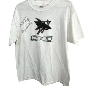 Retro Y2K 2000 San Jose Sharks Hockey Promo Autographed Signed Men’s XL T-Shirt